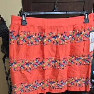 Tommy Hilfger Beautiful Chic Orange Embroidered Mini Skirt Size12 NWT